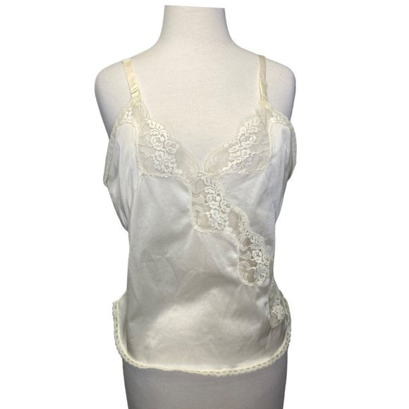 QUEENS WAY TO FASHION LINGERIE Large Ivory Camisole Top Lingerie Lace Tank Shell - Picture 1 of 11